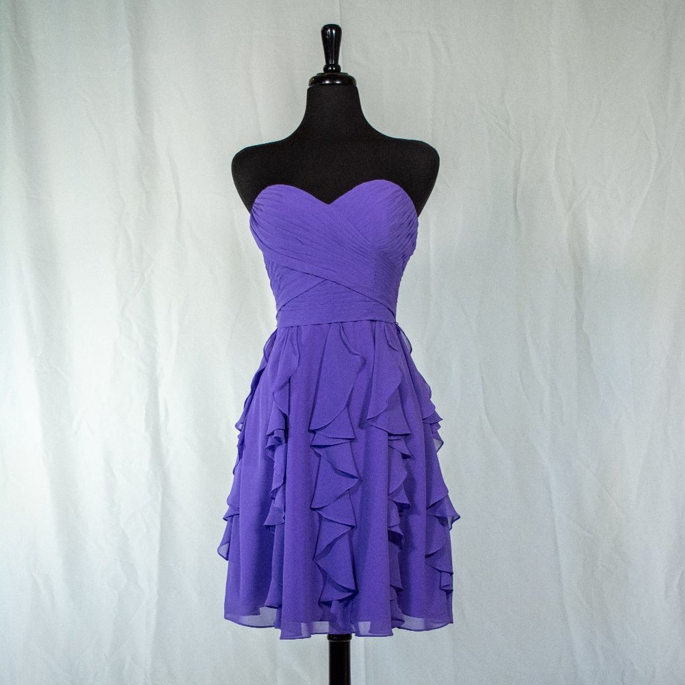 Mori Lee Chiffon Dress with Ruffles Violet Sample Size 10